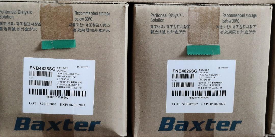 Baxter Peritoneal Dialysis Solution (1.5 Dianeal, white label), Health