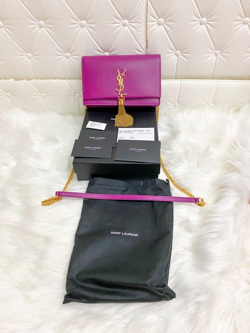 BRAND NEW YSL Magenta Kate WOC (Wallet on chain) GHW, Luxury, Bags u0026  Wallets on Carousell