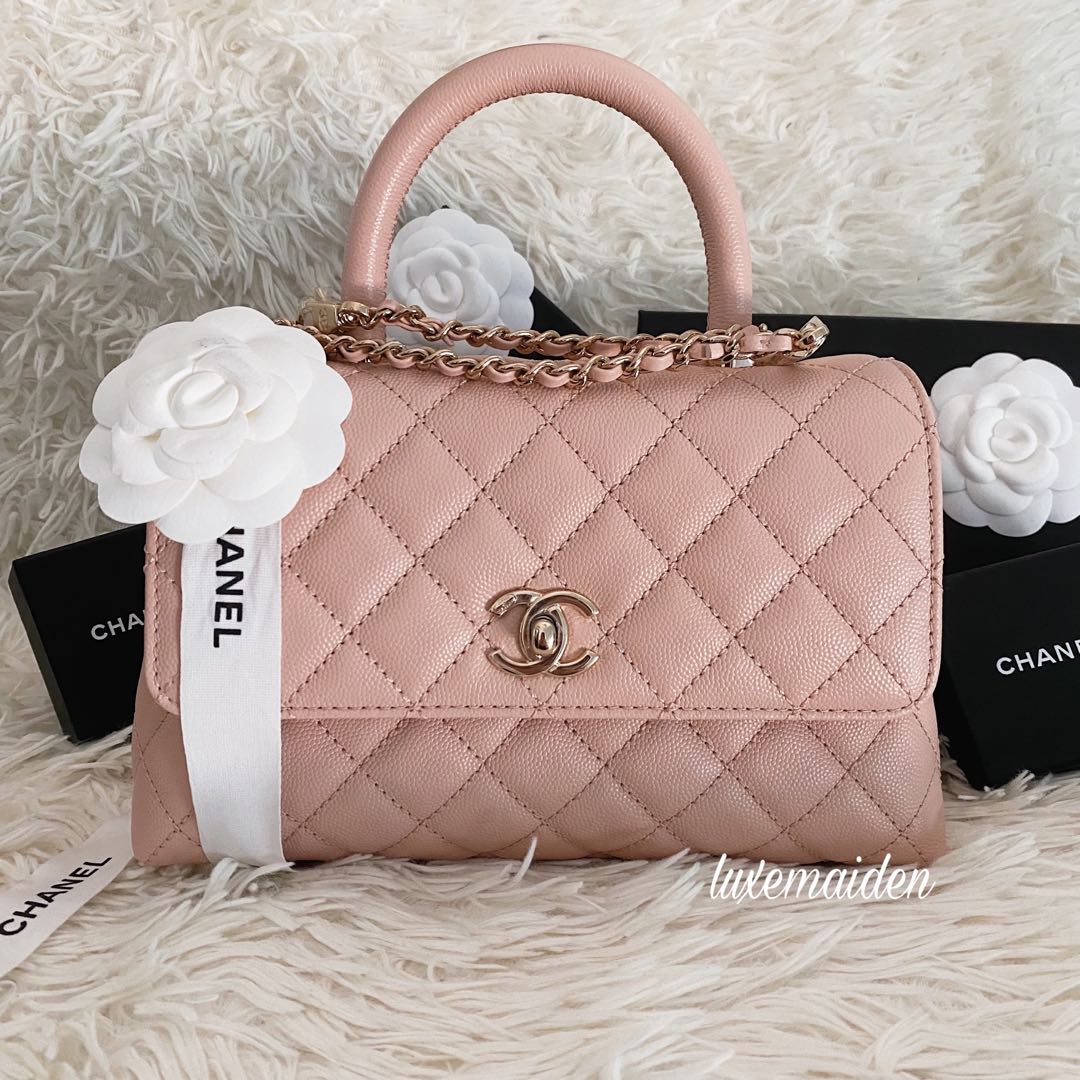 Chanel 21A Light Pink/Rose Clair Coco Handle, Luxury, Bags