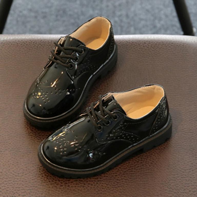 Childrens black leather shoes online
