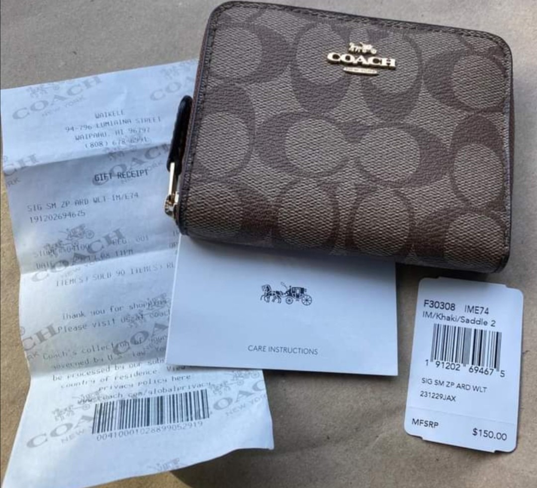 Coach wallet on sale zip around
