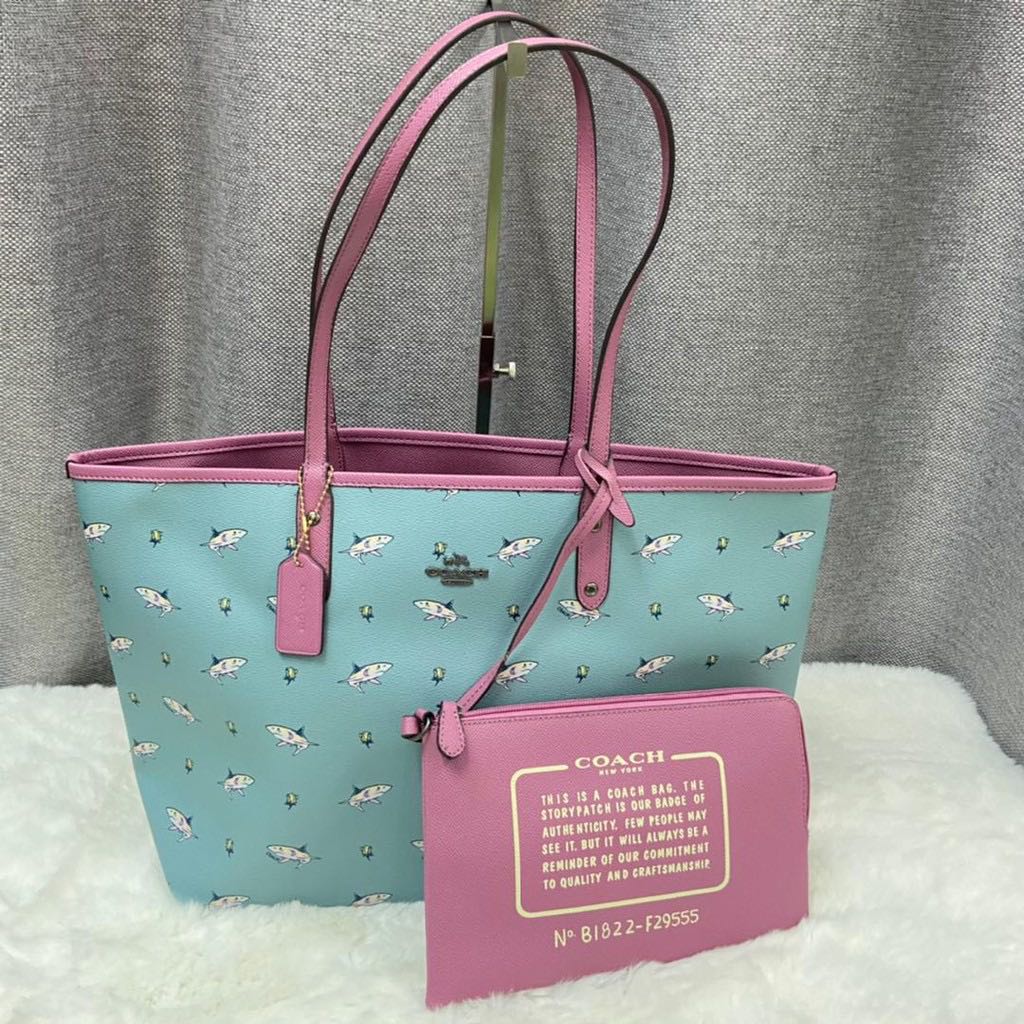 Coach shark shop tote bag