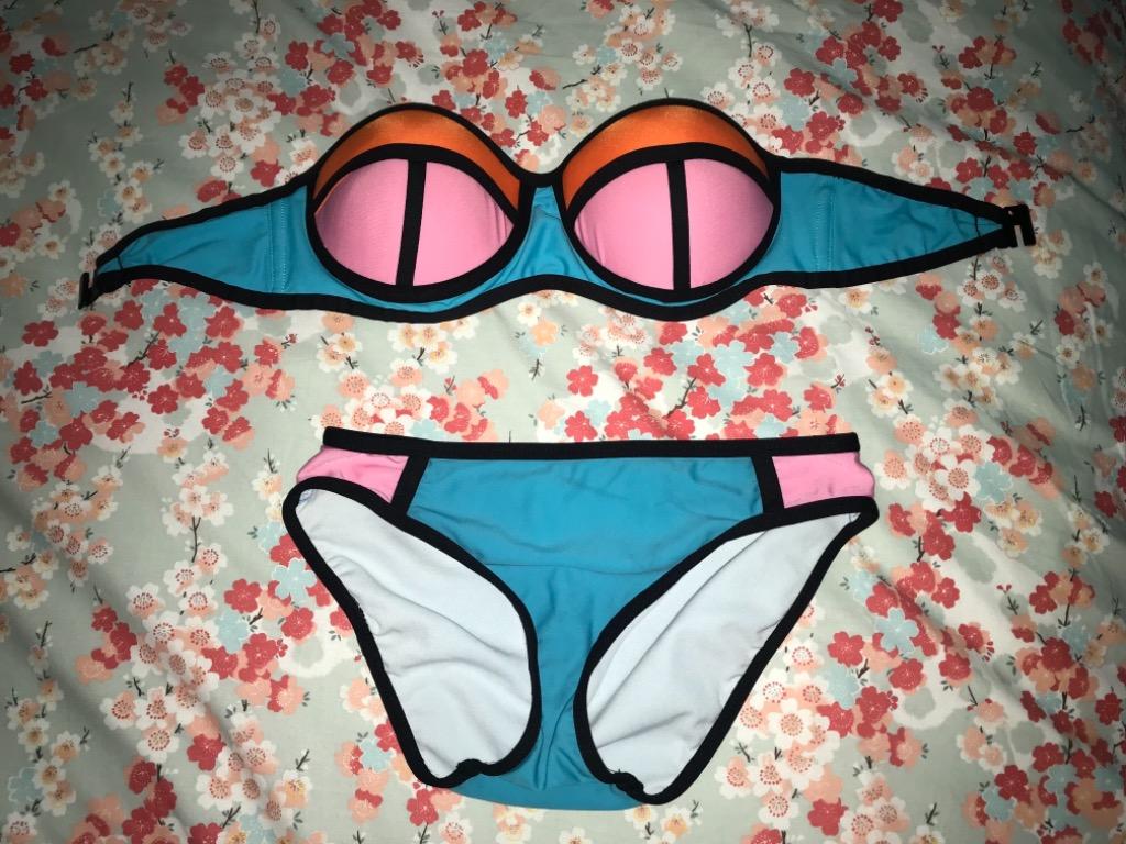 Pink bikini with black best sale outline
