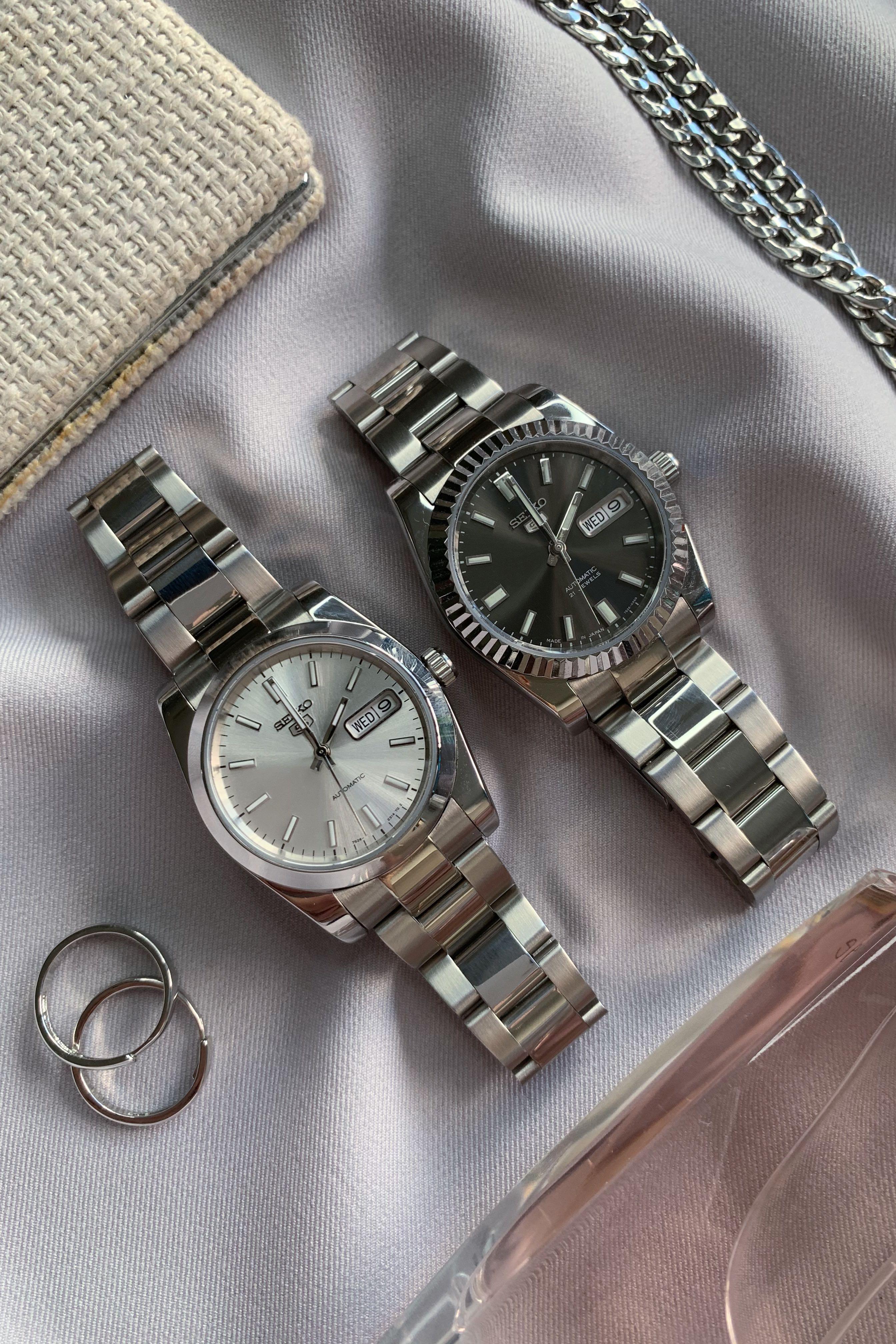 Custom Seiko Mod] Seiko 5 Silver Datejust 36mm, Luxury, Watches on Carousell
