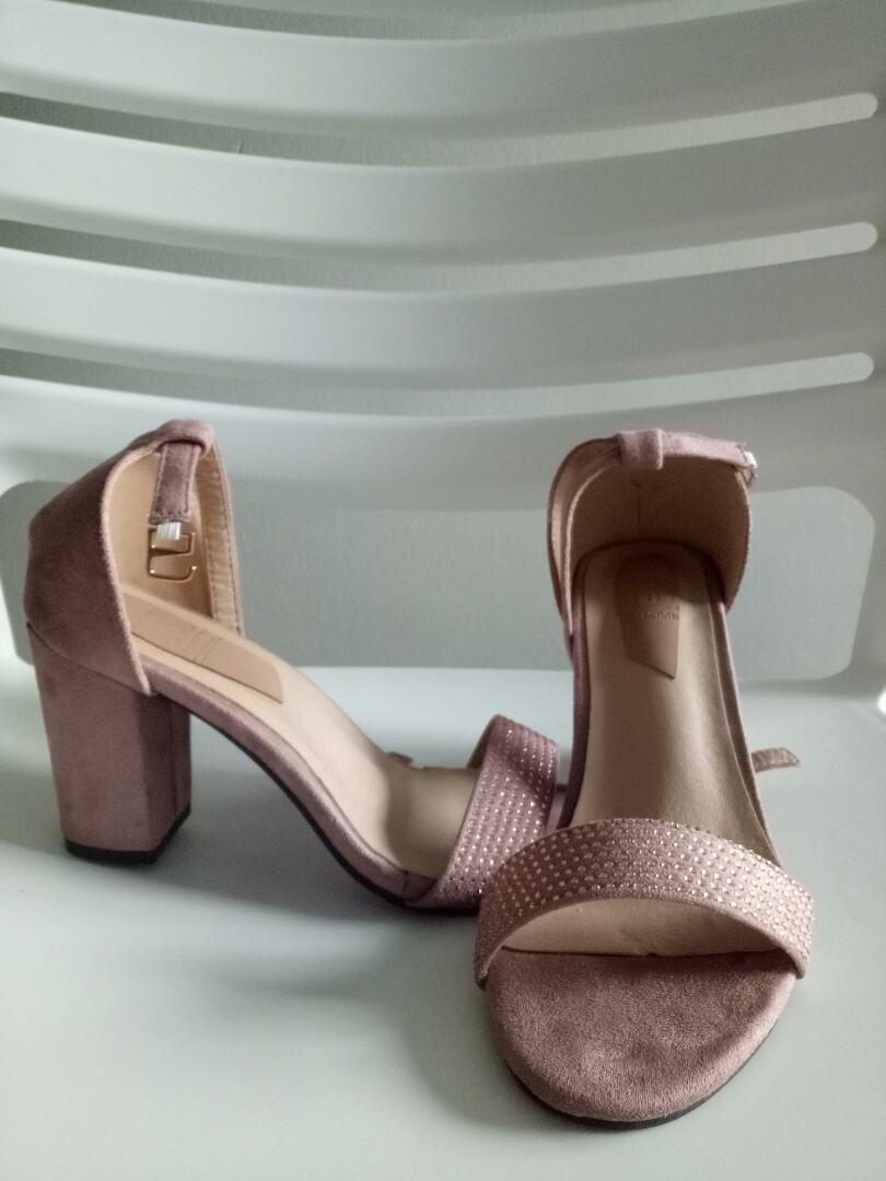 dusty rose block heels