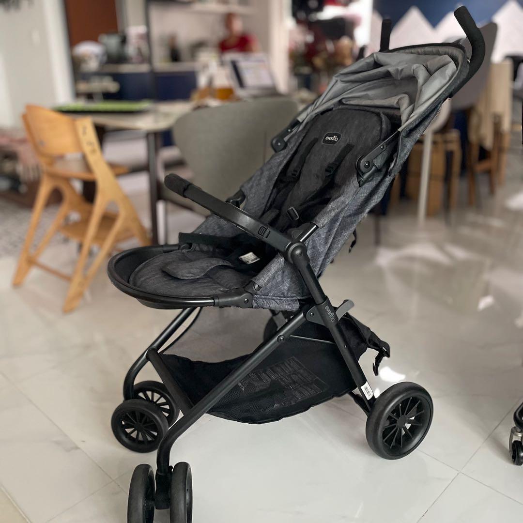 EVENFLO Sibby Travel System Stroller Car Seat Ride Along Board Oversized Storage Basket Charcoal