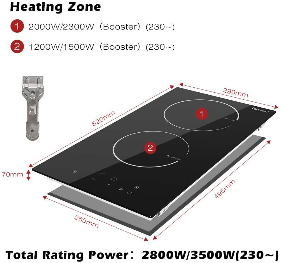 GIONIEN Domino Induction Hob 30cm Built in Electric Cooktop with Plug