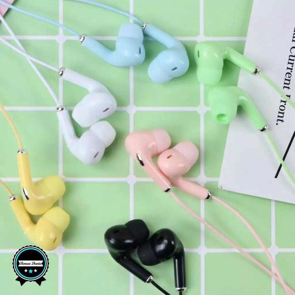 HEADSET HANDSFREE Hf earphone U28 MACARON MATE COLOR HIFI EXTRA BASS