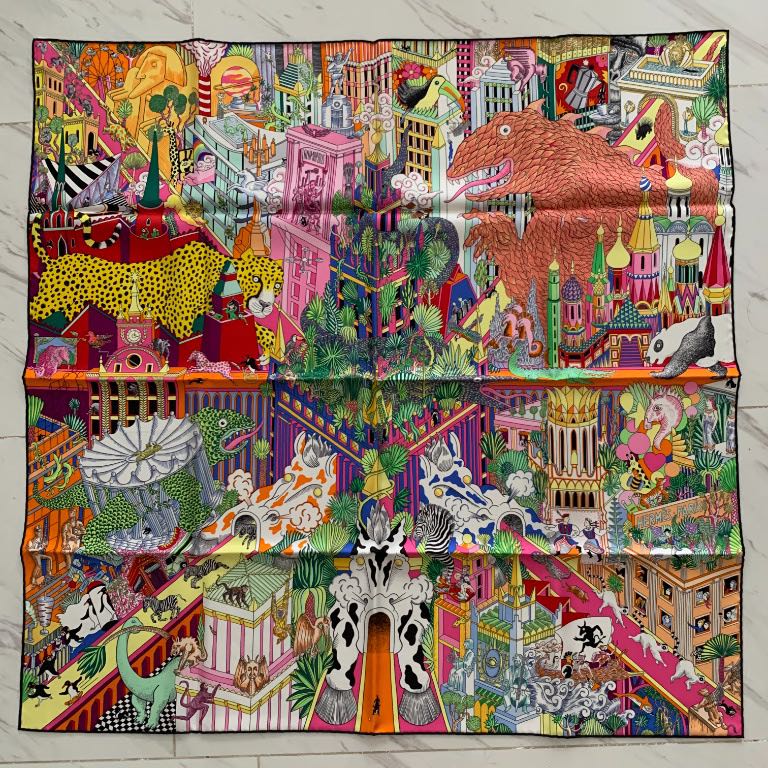 Hermes Carre 90 Silk Scarf Animapolis