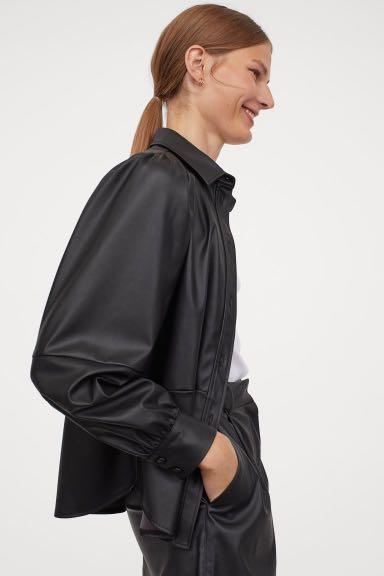 H&m faux 2025 leather shirt
