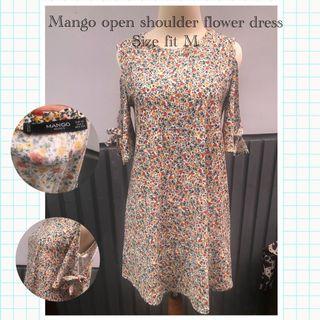 Mango open shoulder flower dress