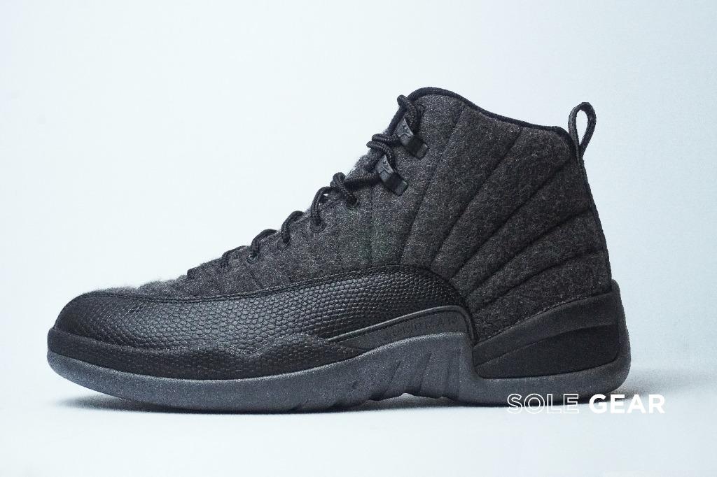 Jordan 12 black best sale wool