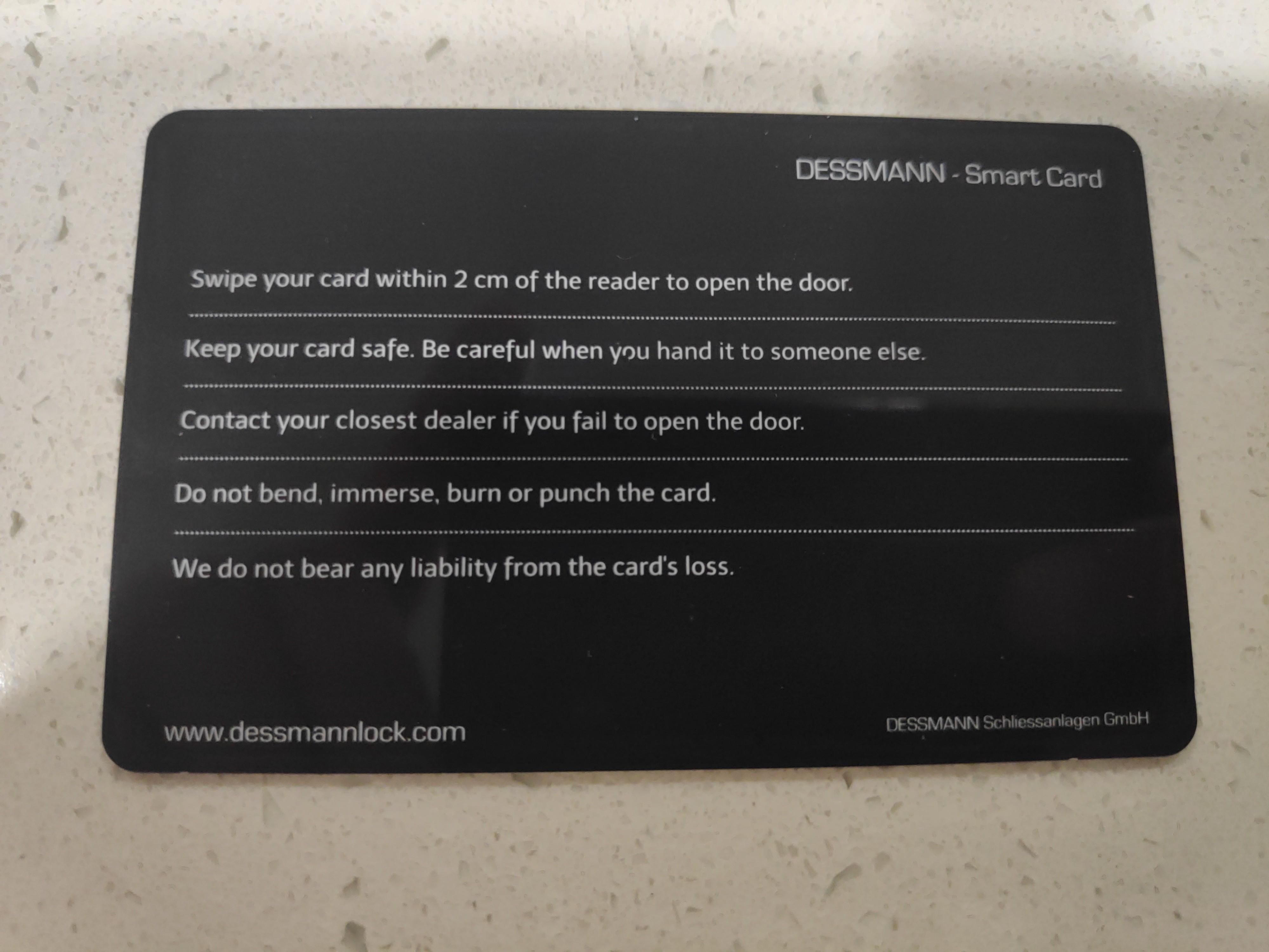 Original Dessmann Smart digital lock RFID cards, Furniture & Home ...