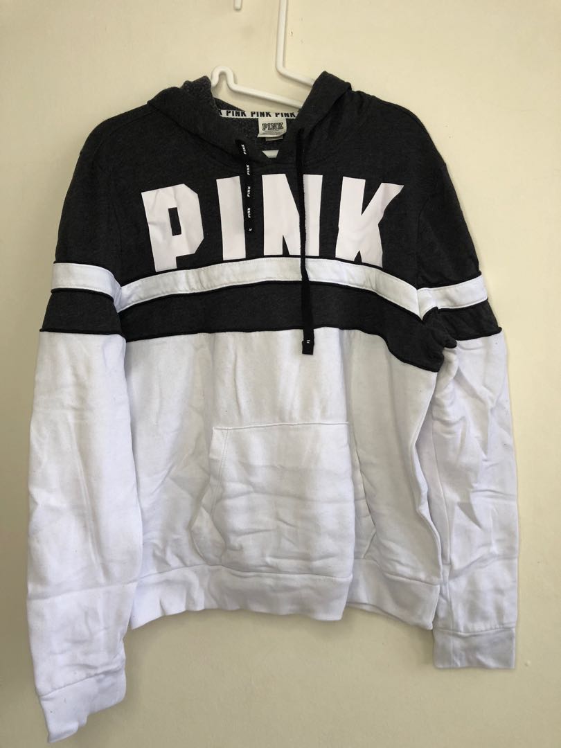 Victoria secret clearance pink white hoodie