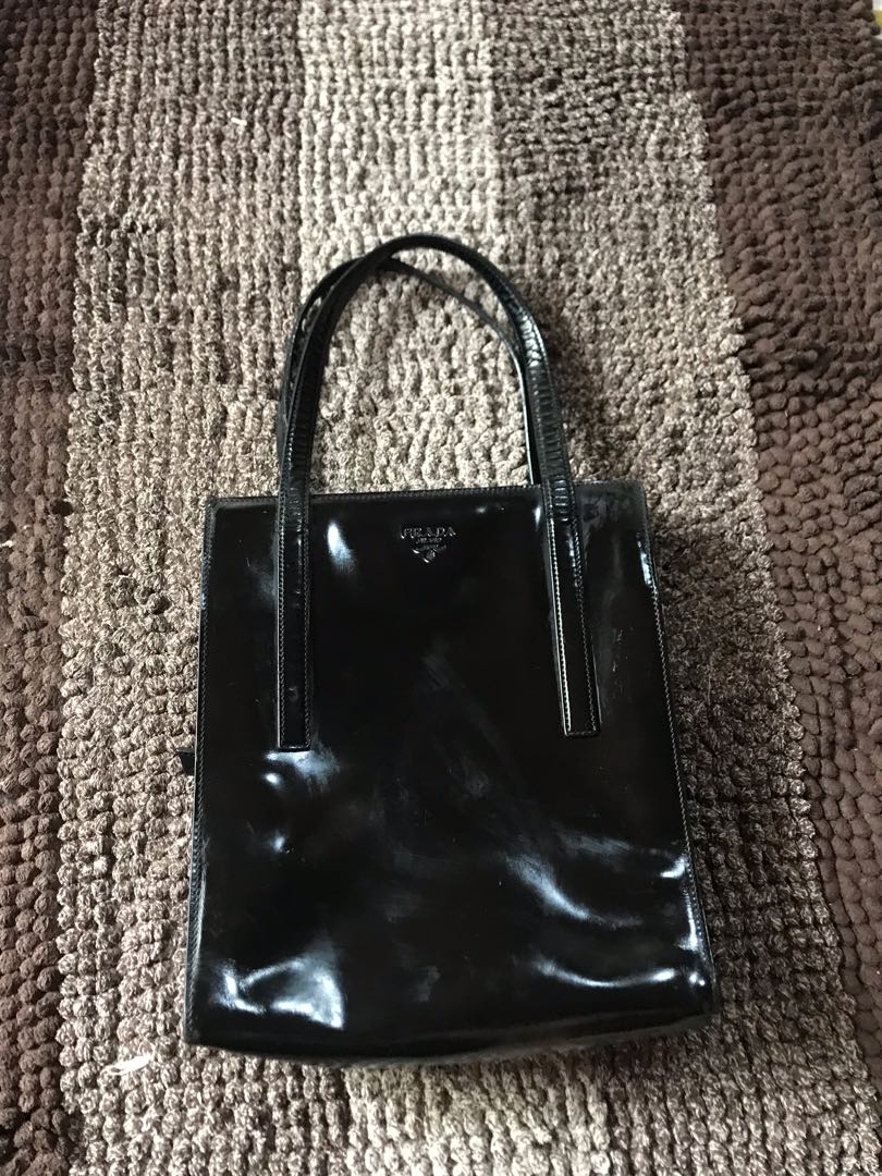 Prada Patent leather Tote Bag, Luxury, Bags & Wallets on Carousell