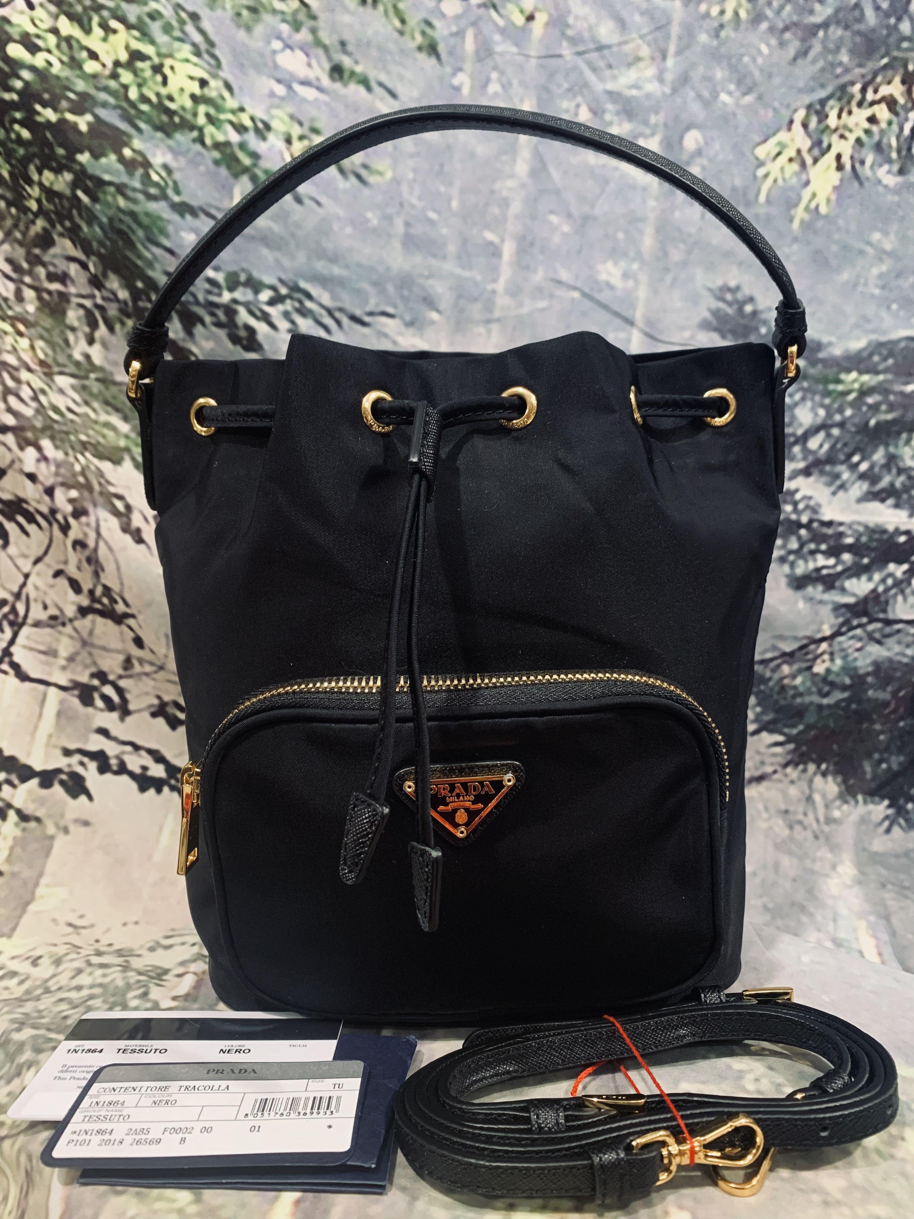 Prada tessuto hotsell mini bucket bag