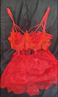 Shein red lingerie