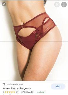 Tatiana Kaizen Shorts (Burgundy) Pole bottoms/ Pole wear/ Swimwear