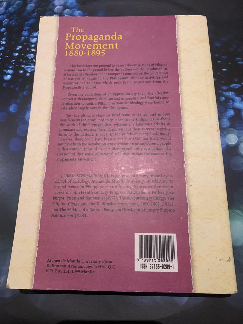 “The Propaganda Movement, 1880-1895” by John N. Schumacher, Hobbies