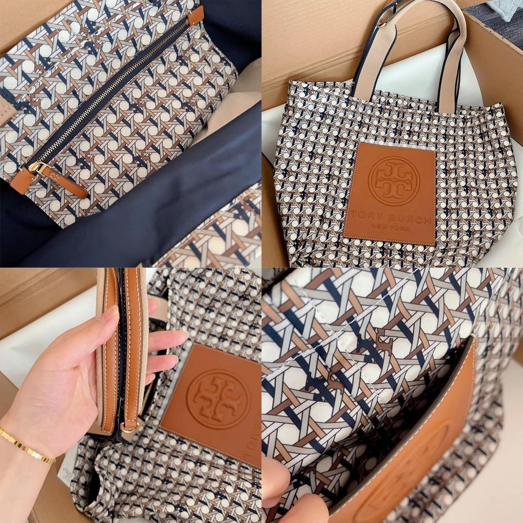 Tory Burch Women's Gracie Striped Canvas Tote Green Size Regular