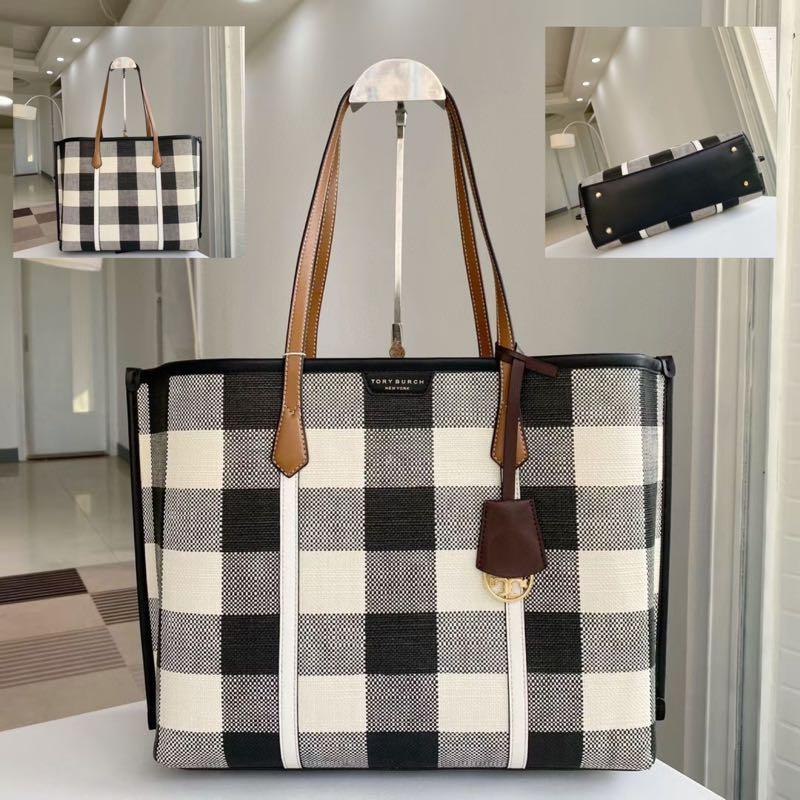 tory burch perry gingham tote