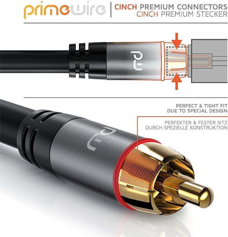 10676) Primewire 2 RCA Phono to 3.5mm Stereo Jack Cable 0.5m - Y Audio  Splitter - RCA Connector for Surround Sound Dolby Digital DTS - 1x Jack  3.5mm