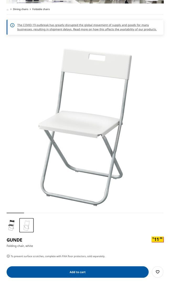 Ikea gunde folding sales chair white