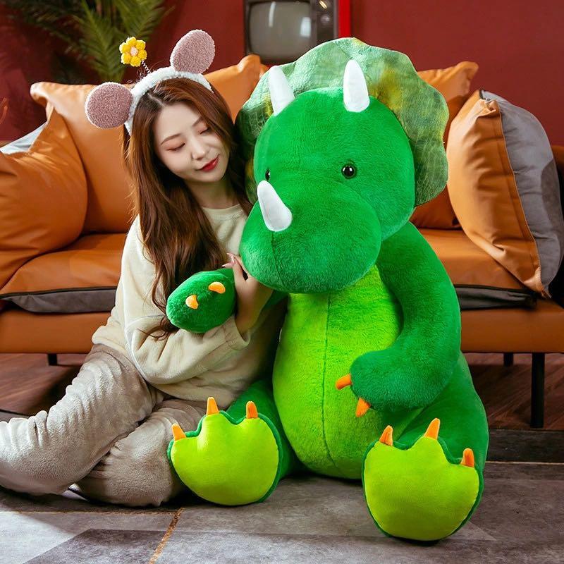 triceratops stuffed animal green
