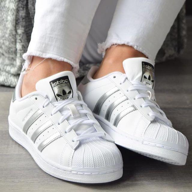 Adidas originals silver metallic superstar Women s Fashion