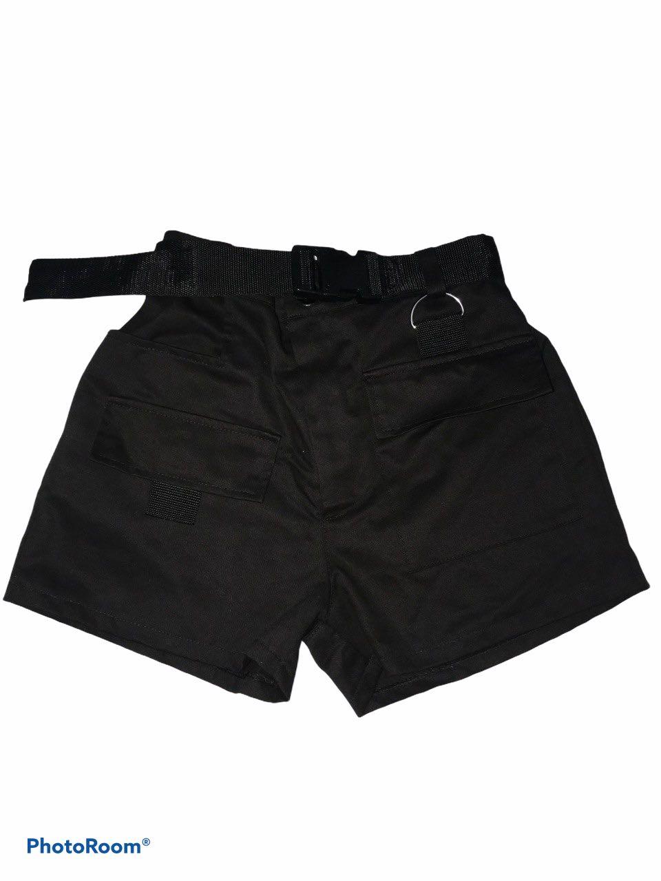 y2k streetwear black Cargo Shorts with detachable belt, Women's Fashion