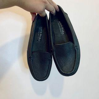 Black genuine leather loafers