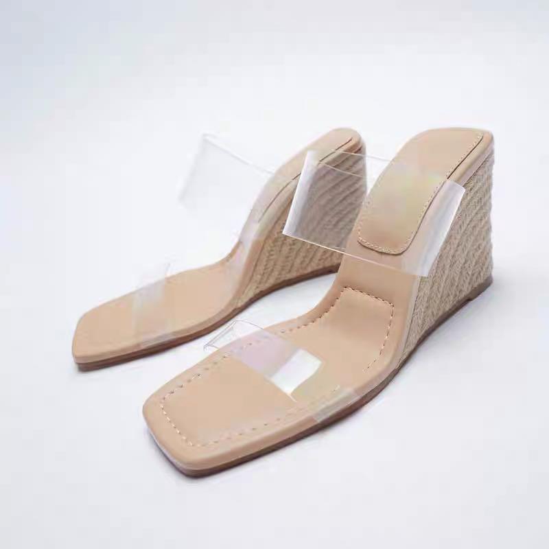 Wedges best sale clear strap