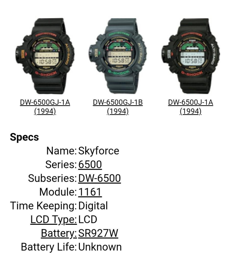 Casio G-Shock DW-6500 Skyforce I, Men's Fashion, Watches ...
