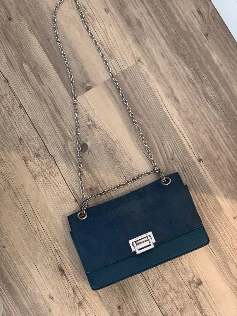 Charles and keith cheap navy blue bag