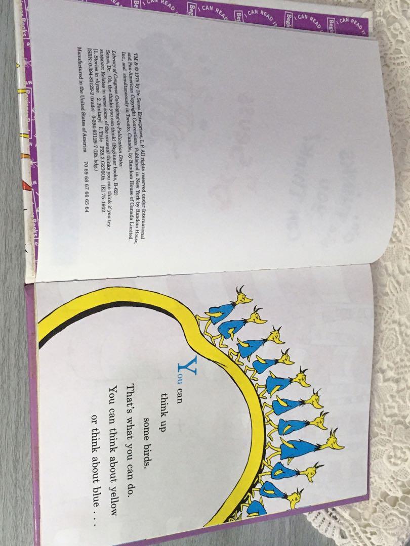 Dr. Seuss Oh The Thinks You Can Think (Category: Children's Books) located in Quezon City. Submitted by eyenne (Listing ID 1096773880, Image 3). Description: Oh, The Thinks You Can Think by Dr. Seuss Hardbound ✏️ Like New Condition No tears, no pen marks No folds and stains ✏️ RFS: Extra copy. Crossposted in Shopee. MOP: BPI/GCash Shipping: Shopee or Gogo Express or courier pick-ups.