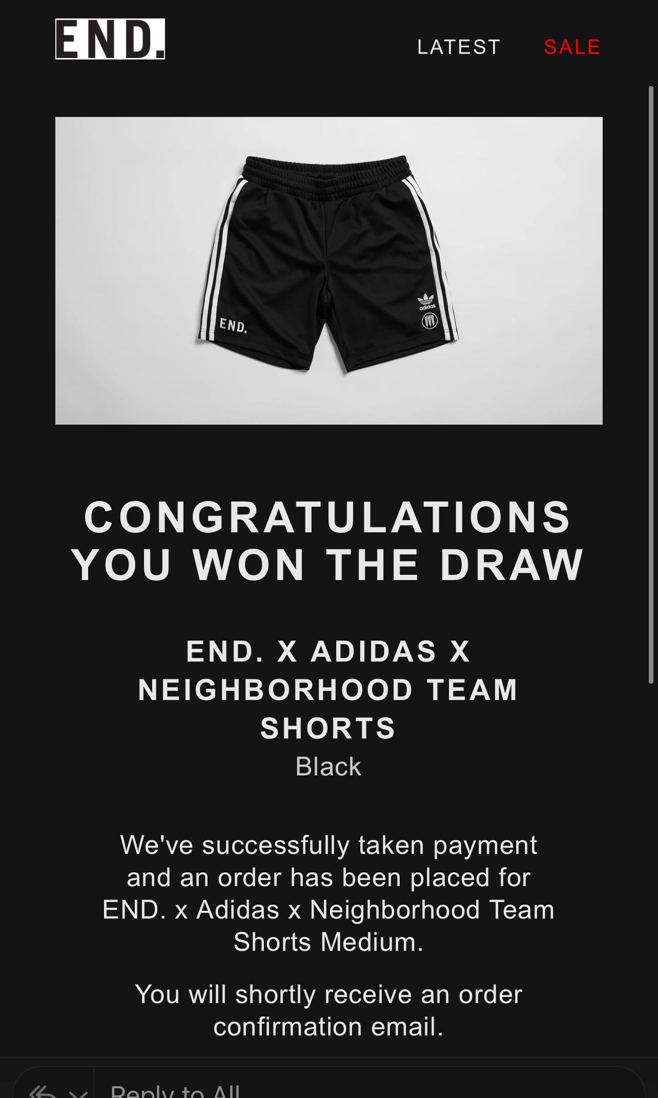 End x Adidas x neighbourhood team shorts