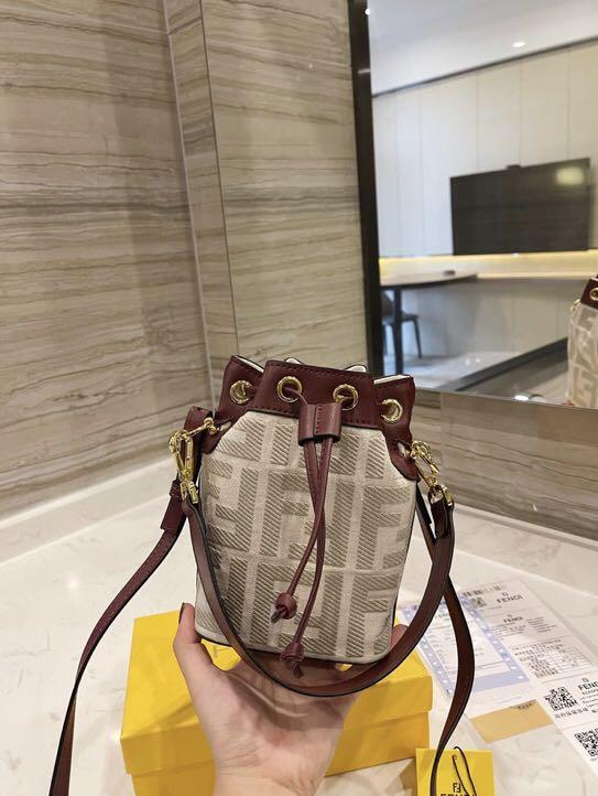 Fendi Mon Tresor Logo Canvas Bucket Bag