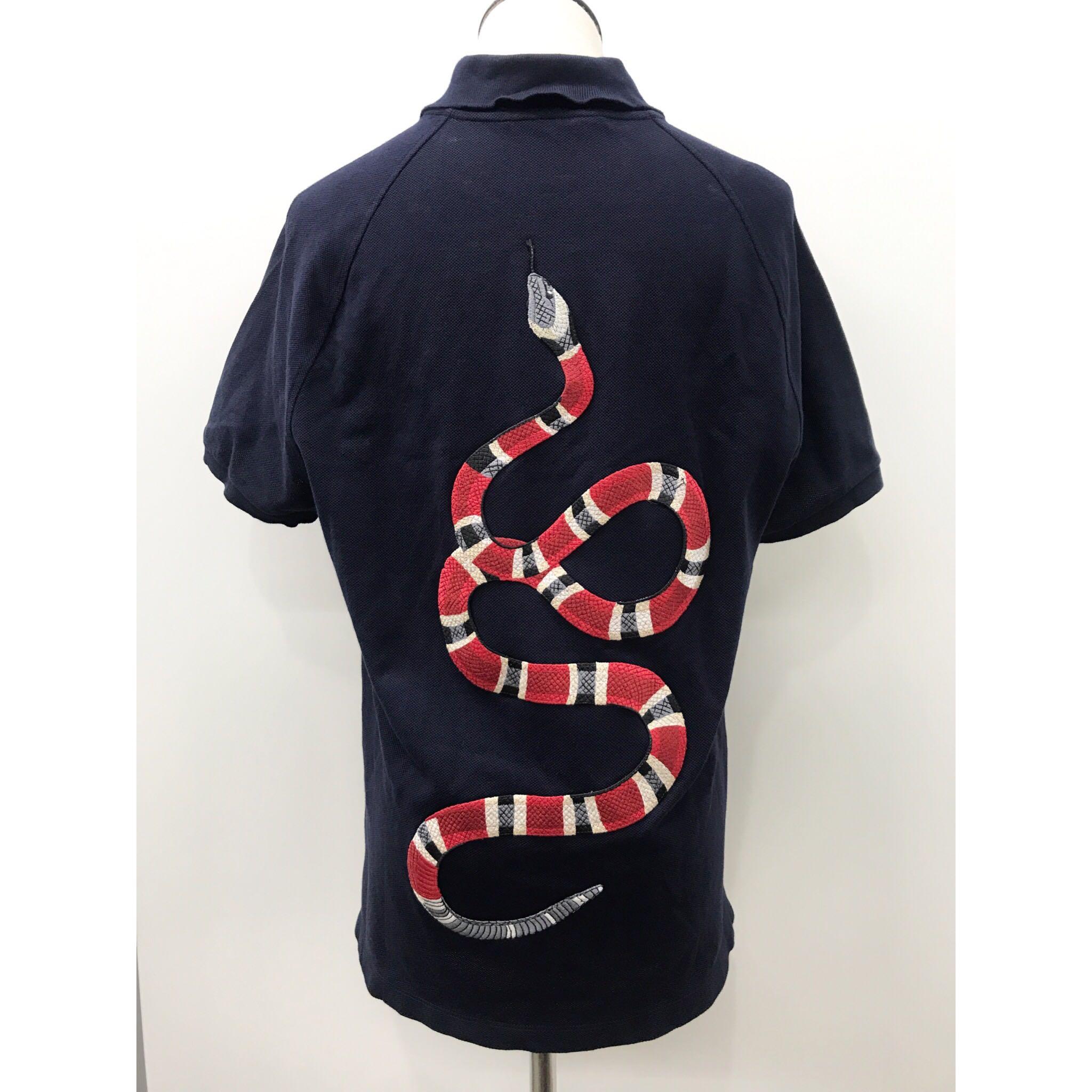 Discounted Gucci 431058 King Snake Navy Polo Shirt 217011312 Luxury Apparel on Carousell