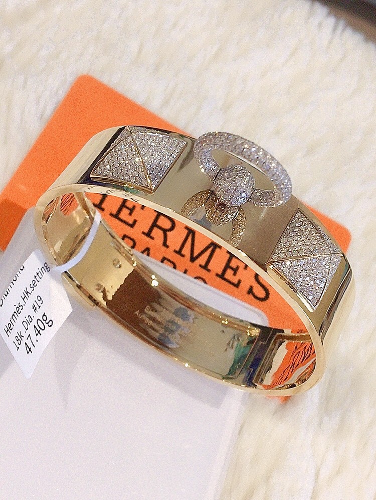 Hermès Pre-Owned 18kt Rose Gold Kelly Diamond Bangle - Farfetch