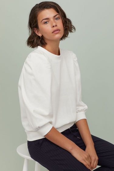 Puff sleeve sweatshirt h&m clearance