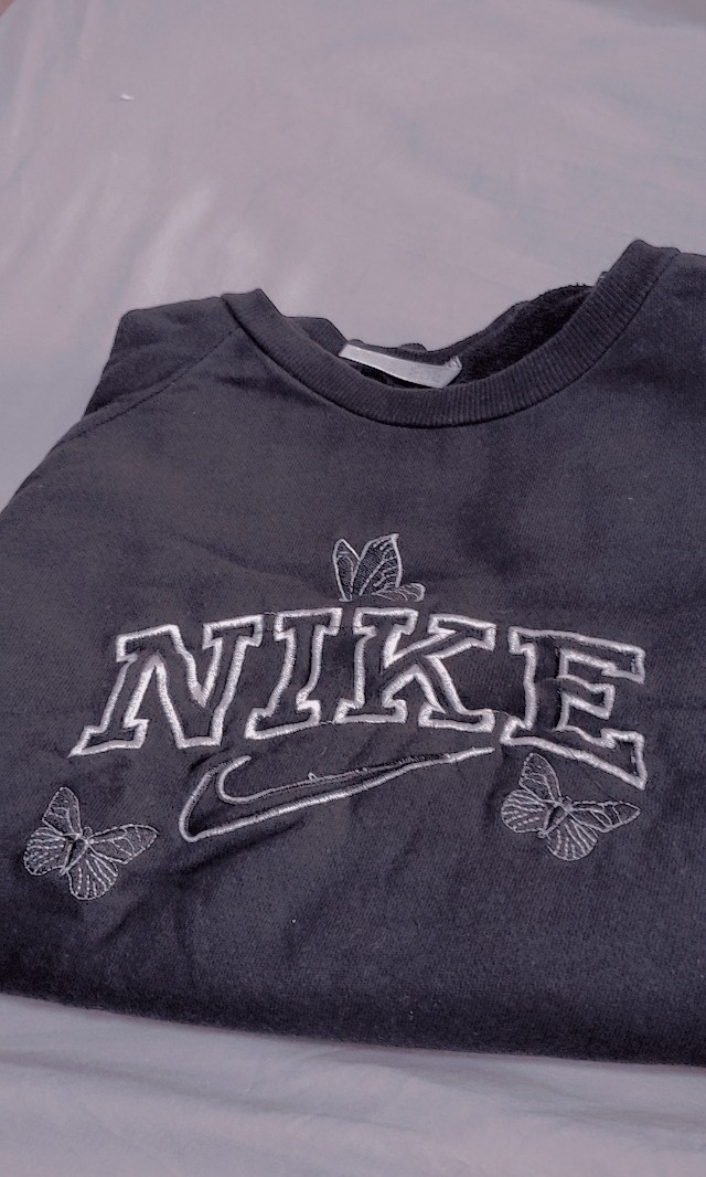 INSTOCK Black Nike Swoosh Butterfly Sweater Cute Aesthetic