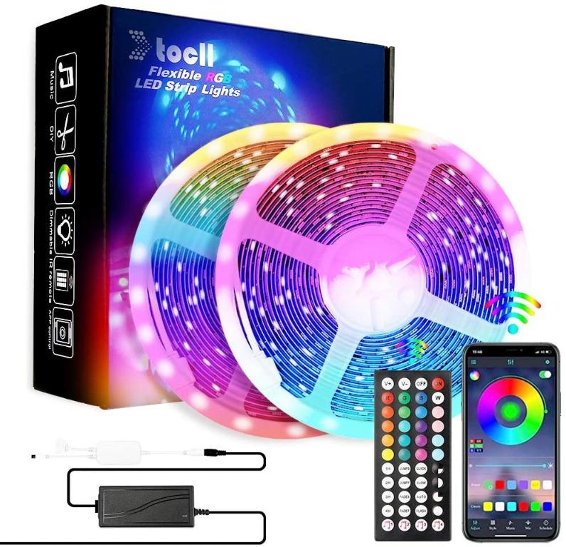 kne tocll led strip lights 15m music sync colour changing light strip with 44 keys ir remote controller flexible 5050 rgb leds light strips kit cuttable diy decoration app controlled furniture home living