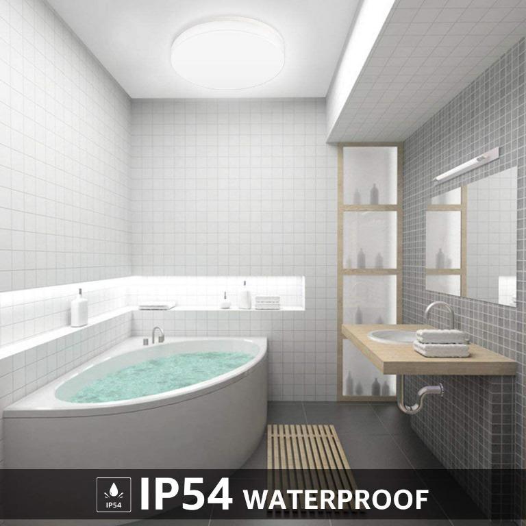 Lepro 24w Led Ceiling Light Ip54 Waterproof Daylight White 5000k 2400lm Bright Flush Ceiling Light For Bathroom Kitchen Hallway Outside Porch And More Everything Else On Carousell