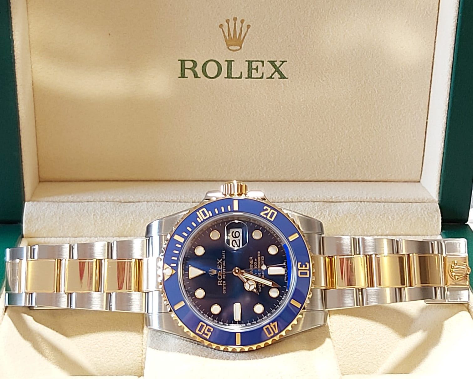🔥LNIB🔥Rolex Oysters Perpetual 18k Half Gold Ceramic Sunburst Blue