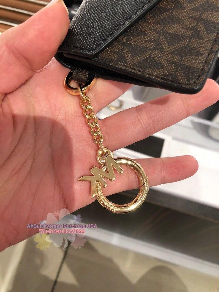 Michael Kors Kala Signature Flap Key Ring Card Case Small Dark Chambray
