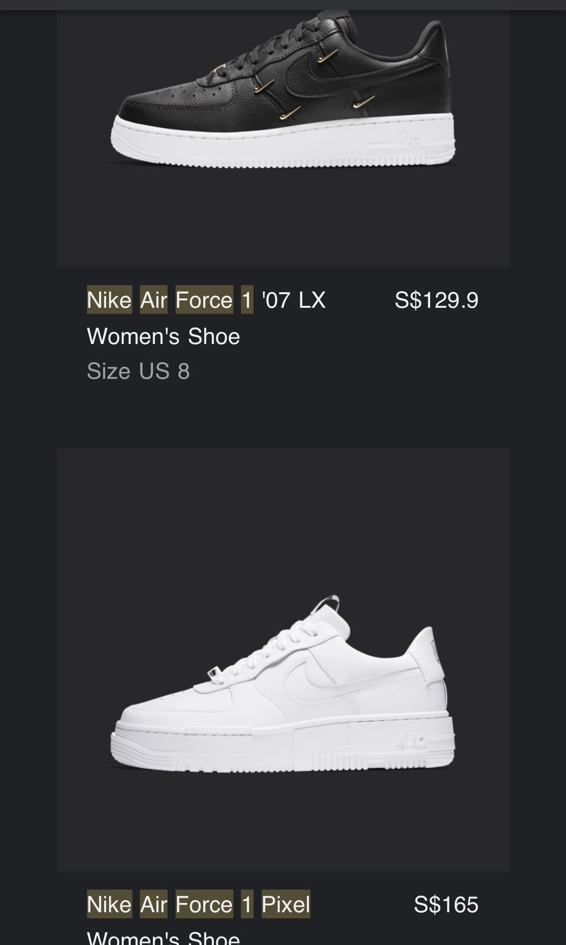Nike Air Force 1 Pixel Women s Shoe Size US 8 Women s Fashion Footwear Sneakers on Carousell