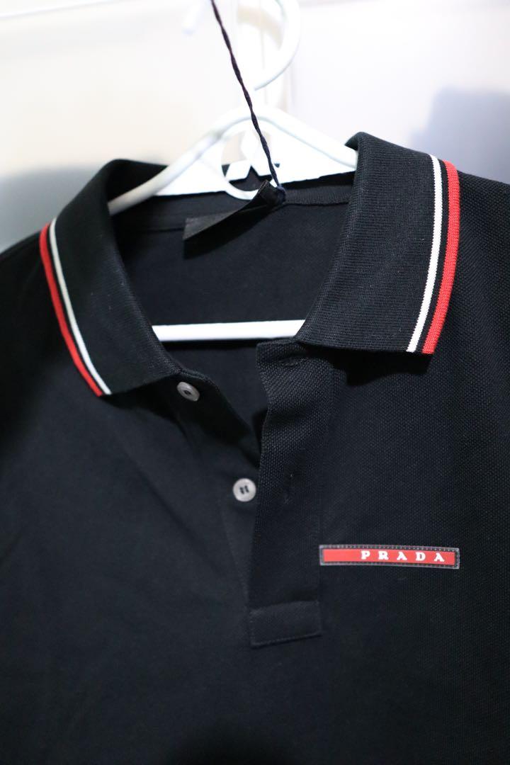 Prada Pique Black Polo Shirt, Men's Fashion, Tops & Sets, Tshirts & Polo  Shirts on Carousell