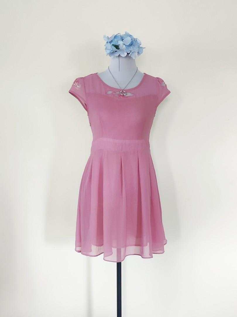 Rose pink color dress office wear 