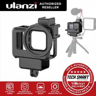ULANZI G9-4 Housing Cage with 2 Cold Shoe Mount Mic Light Stand Storage Case for Gopro Hero 9 Black Vlog Accessory Compatible with Tripod Selfie Stick