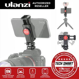 ULANZI ST-06 Camera Hot Shoe Phone Holder Flexible Phone Tripod Mount Adapter with Cold Shoe Mount for DSLR Camera Smartphones